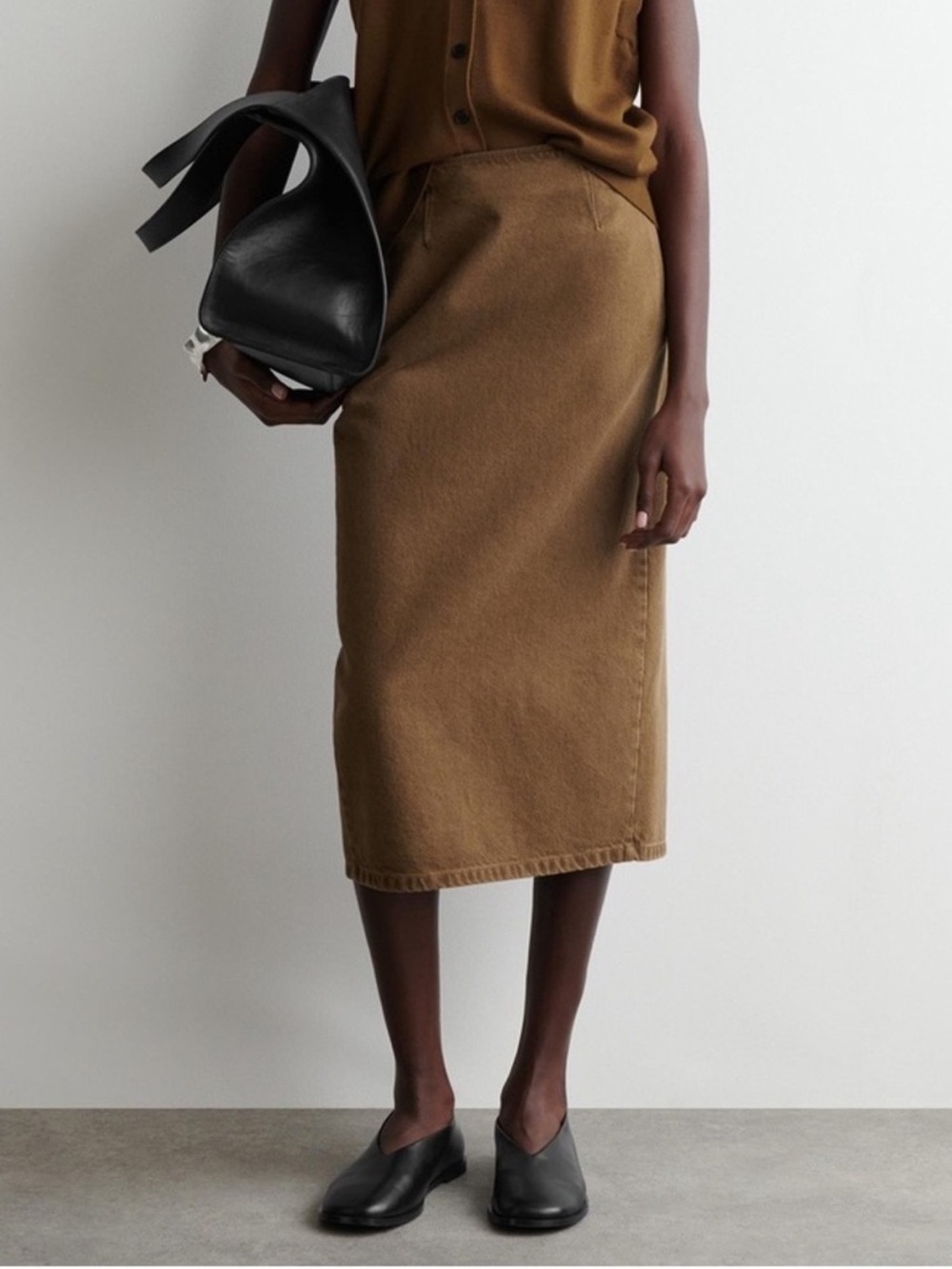COS Brown Straight Midi Skirt